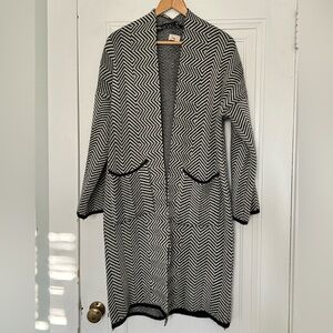 PAIGE Black and White Chevron Cardigan